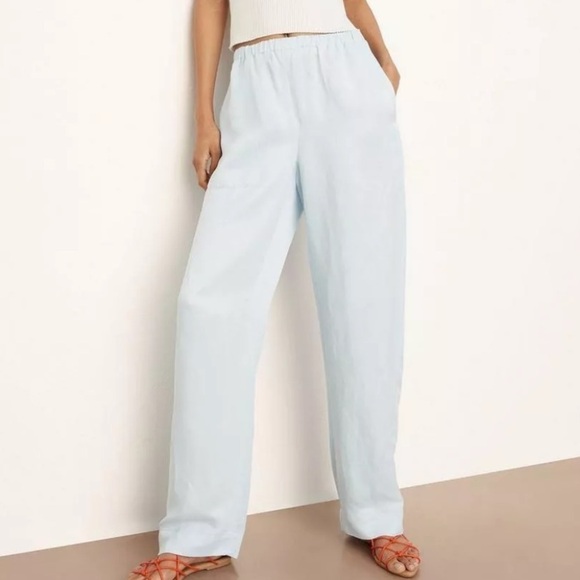 NWT Vince Blue Washed Pull-on Linen-blend Pant. Size X- Small. - Picture 1 of 12